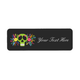 Mexikansk Calavera Sugar Skull Blommigt Edgy Bouti Returadress Etikett