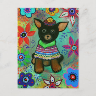Mexikansk Chihuahua Djurälskare Black Vykort