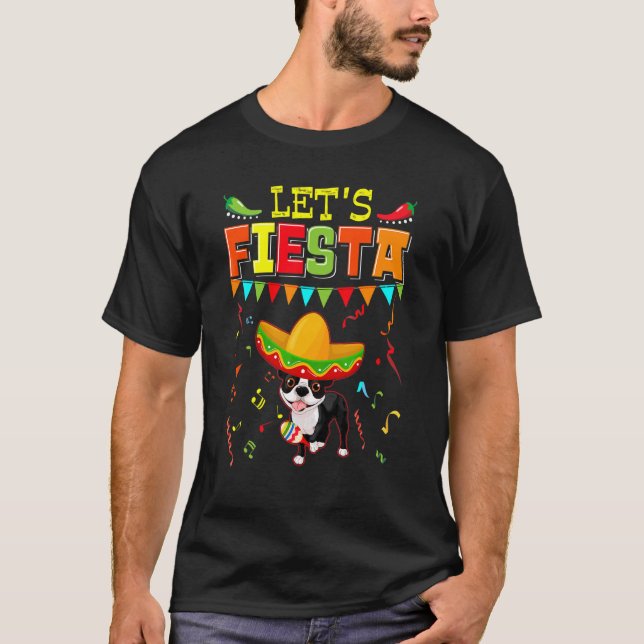 Mexikansk cinco De Mayo Fiesta Låt oss Fiesta Bost T Shirt (Framsida)