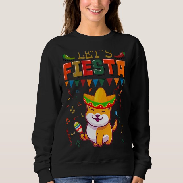 Mexikansk cinco De Mayo Fiesta Låt oss Fiesta Shib T Shirt (Framsida)