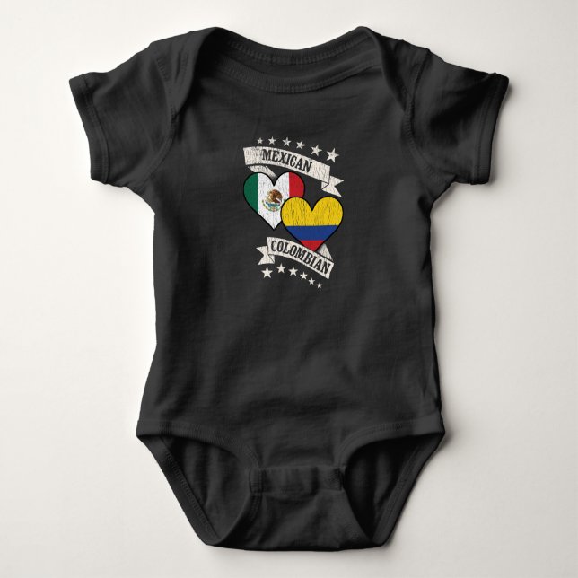 Mexikansk colombiansk Heart Flaggor Mexiko Colombi T Shirt (Framsida)