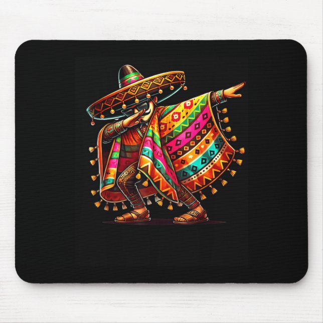 Mexikansk dabbig sombrero mustasch cinco de mayo musmatta (Framsidan)