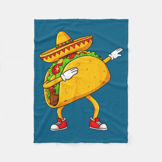 Mexikansk dabbig taco rolig cinco de mayo  fleecefilt (Framsidan)