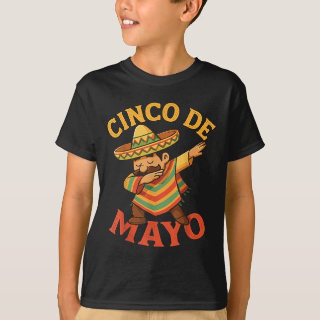 Mexikansk Dabbing Poncho Cinco De Mayo  T Shirt (Framsida)