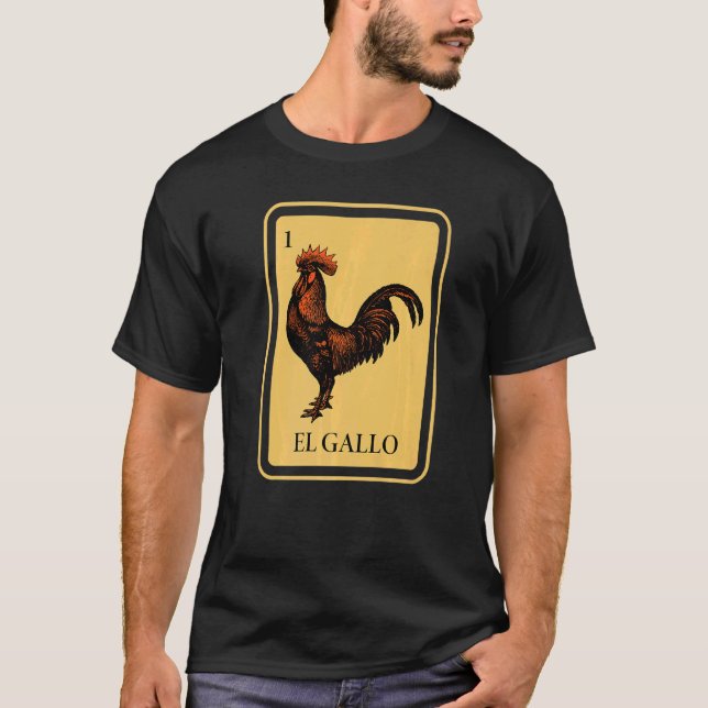 Mexikansk El Gallo Bingo Card-spel Raffle Traditio T Shirt (Framsida)