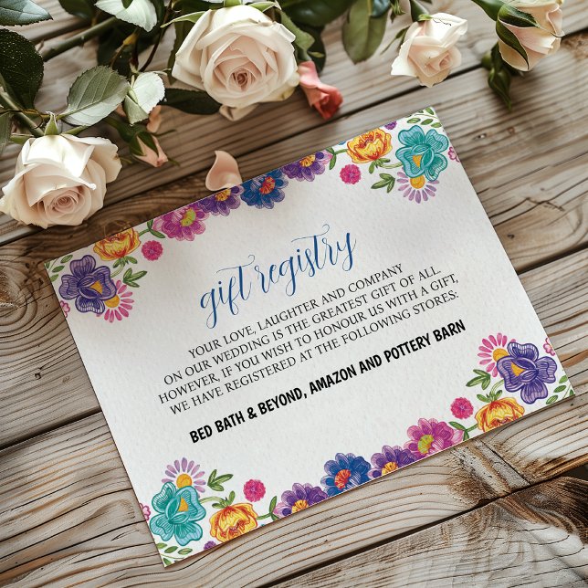 Mexikansk färgfull Blommigt Botaniska Fiesta Bröll Tilläggskort (Mexican Colorful Floral Botanical Fiesta Wedding Enclosure Card)