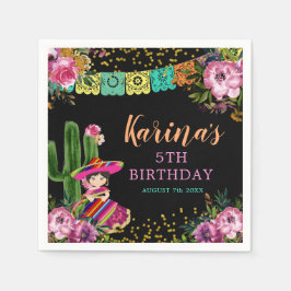 Mexikansk färgfull fiesta Blommigt Papper födelsed Pappersservett