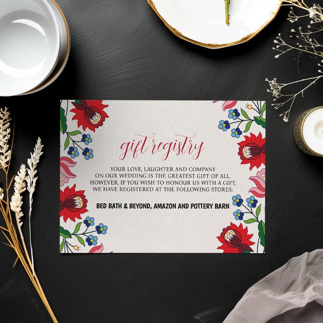 Mexikansk Färgrik Blommig Botanisk Modern Bröllop Tilläggskort (Mexican Colorful Floral Botanical Modern Wedding Enclosure Card)