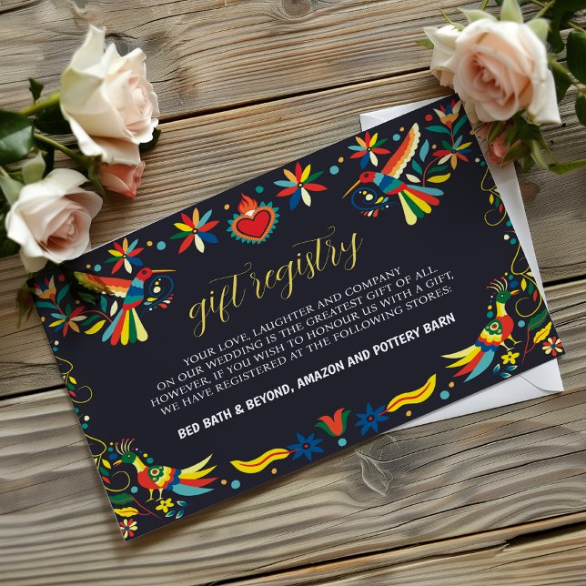 Mexikansk färgrik Cinco de Mayo-firande bröllop Tilläggskort (Mexican Colorful Cinco de Mayo Fiesta Wedding Enclosure Card)