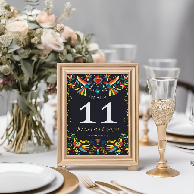 Mexikansk färgstark Cinco de Mayo Fiesta Bröllop Bordsnummer (Mexican Colorful Cinco de Mayo Fiesta Wedding Table Number)