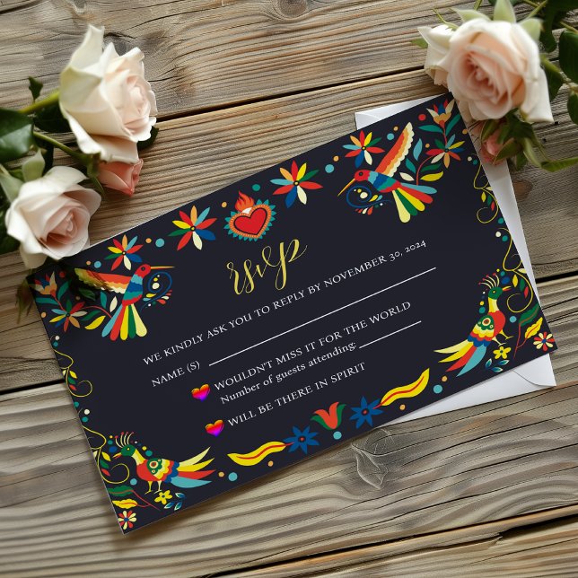 Mexikansk färgstark Cinco de Mayo Fiesta Bröllop OSA Kort (Mexican Colorful Cinco de Mayo Fiesta Wedding RSVP Card)