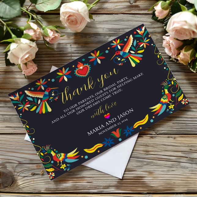 Mexikansk färgstark Cinco de Mayo Fiesta Bröllop Tack Kort (Mexican Colorful Cinco de Mayo Fiesta Wedding Thank You Card)