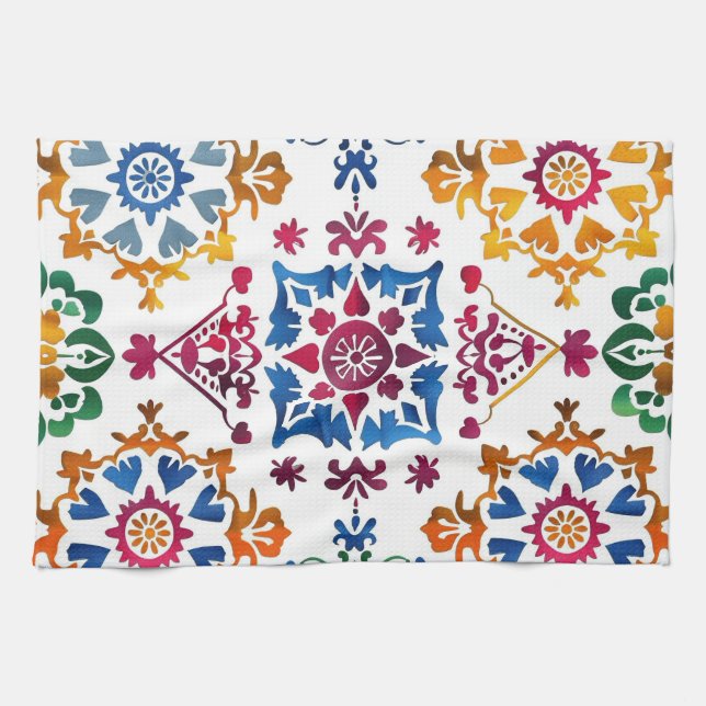 Mexikansk färgstark stjärnorna kökshandduk (Horisontell)