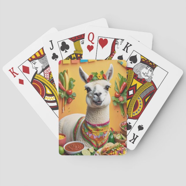 Mexikansk Feast Cute Llama Casinokort (Baksidan)