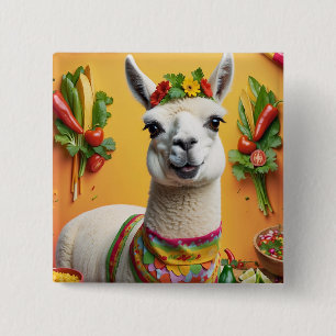 Mexikansk Feast Cute Llama Knapp