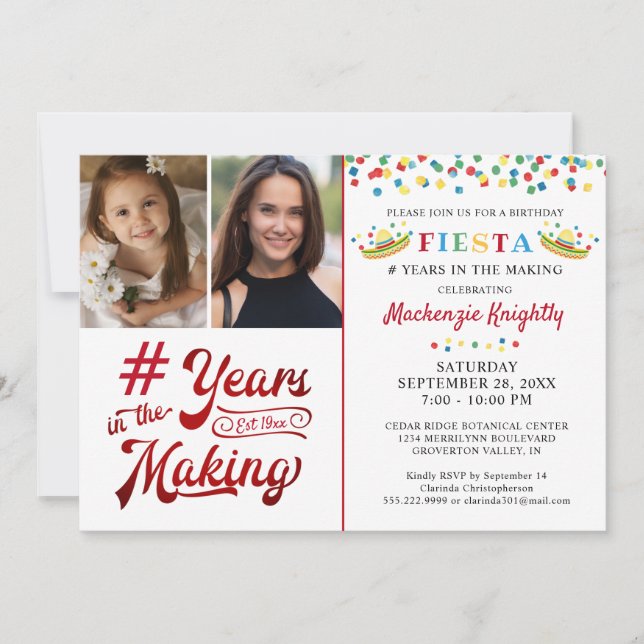 Mexikansk fiesta 2-foto oavsett ålder inbjudningar (Framsida)