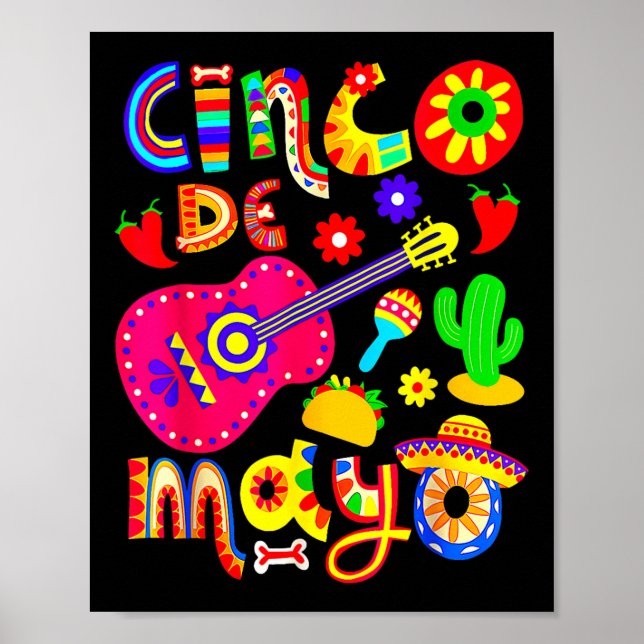 Mexikansk Fiesta 5 De Mayo Kvinnor Män Flickor  Poster (Framsidan)