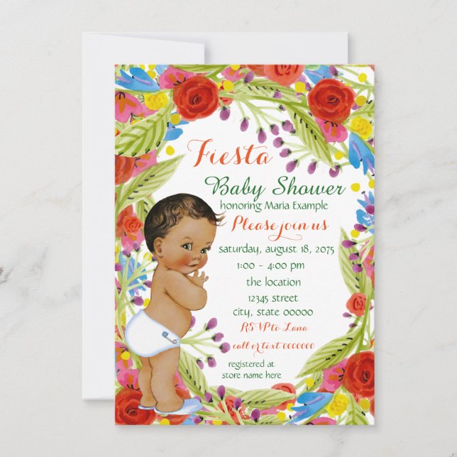 Mexikansk Fiesta Baby Boy Bebis Shower Inbjudningar (Framsida)
