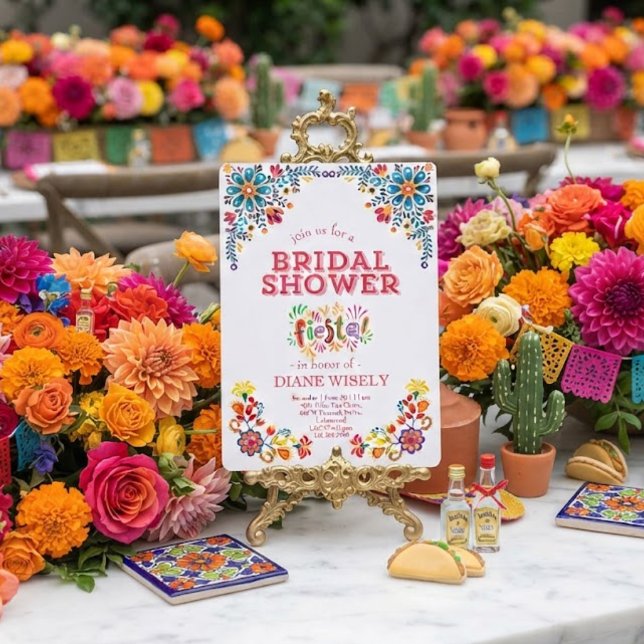 Mexikansk Fiesta Blommig Bröllopsfest Inbjudan (Skapare uppladdad)