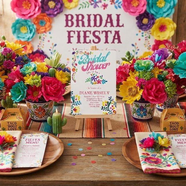 Mexikansk Fiesta Blommig Bröllopsfest Inbjudan (Skapare uppladdad)