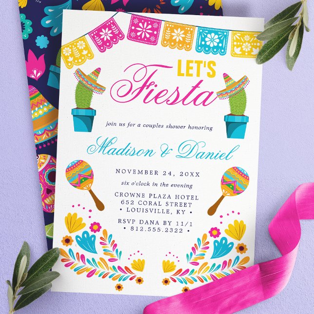 Mexikansk Fiesta Blommig Par Bröllopsdusch Inbjudningar (Skapare uppladdad)