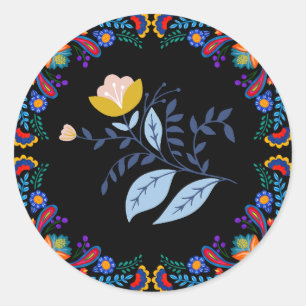Mexikansk fiesta Blommigt Baby Shower Sticker Runt Klistermärke