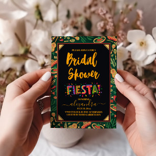 Mexikansk Fiesta Blommigt Black Colorful Möhippa Inbjudningar