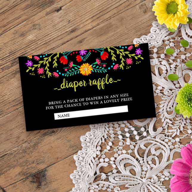 Mexikansk fiesta Blommigt Diaper Raffle Baby Showe Tilläggskort (Baby Shower diaper raffle tickets from my Mexican Fiesta Floral collection
)