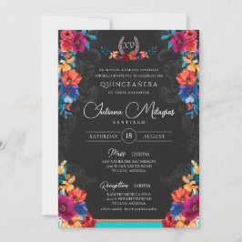 Mexikansk fiesta-Blommigt lägg till din fotoquince Inbjudningar