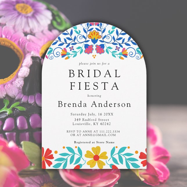 Mexikansk fiesta Blommigt Latina Arch Möhippa Inbjudningar (Skapare uppladdad)
