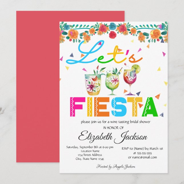 Mexikansk Fiesta Bröllopsdusch Inbjudningar (Fram/baksida)