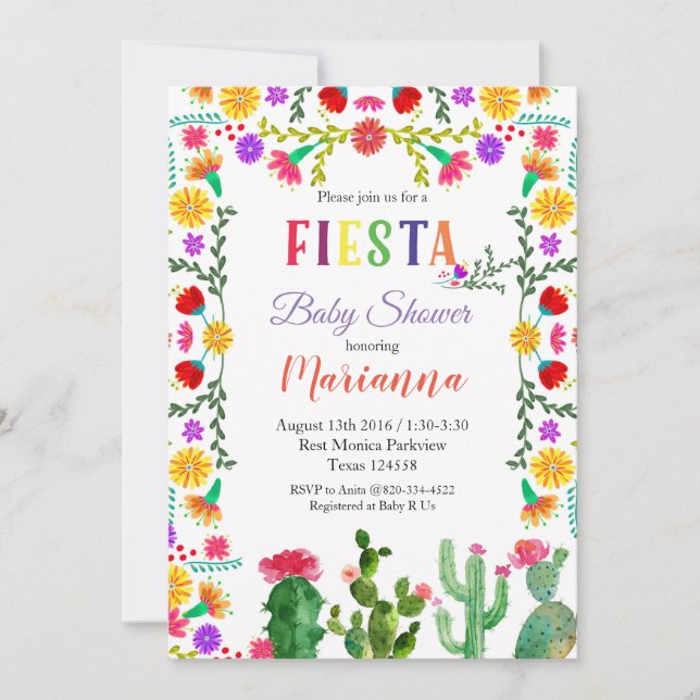 Mexikansk Fiesta Cinco De Mayo Baby Shower Inbjuda Inbjudningar (Framsida)