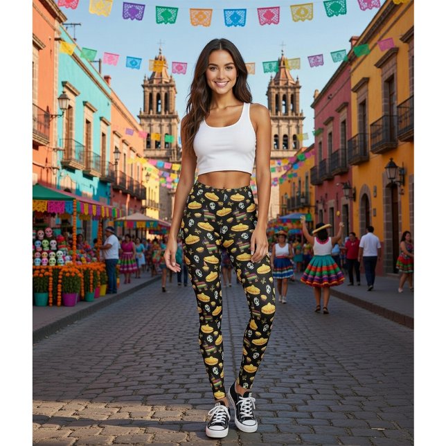 Mexikansk Fiesta & Día de Muertos Leggings (Skapare uppladdad)