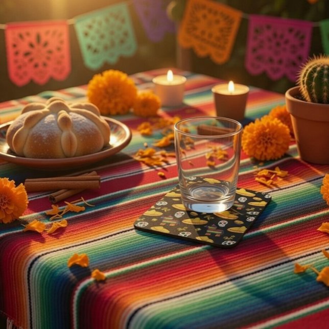 Mexikansk Fiesta & Día de Muertos Underlägg Papper Kvadrat (Skapare uppladdad)
