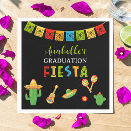 Mexikansk Fiesta-Examenfest Svart Pappersservett