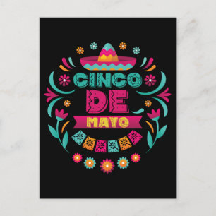 Mexikansk Fiesta Flicka Kvinna Glad Cinco De Mayo Vykort