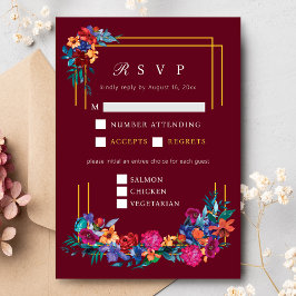 Mexikansk fiesta Flower Bröllop Burgundy OSA Tilläggskort