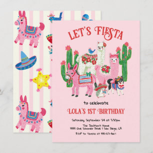 Mexikansk Fiesta Födelsedagsfest Djur Inbjudningar