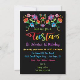Mexikansk fiesta Födelsedagsfest med embroidery In Inbjudningar