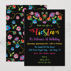 Mexikansk fiesta Födelsedagsfest med embroidery In Inbjudningar
