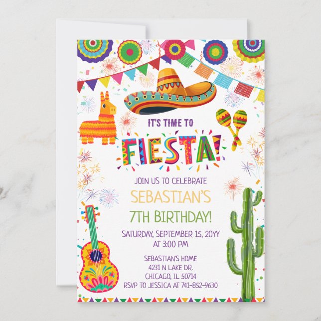 Mexikansk Fiesta Födelsedagsinbjudan Inbjudningar (Framsida)