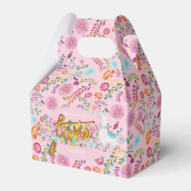 Mexikansk Fiesta Folk Flower Llama Rosa Personlig Presentaskar (Framsidan Sidan)