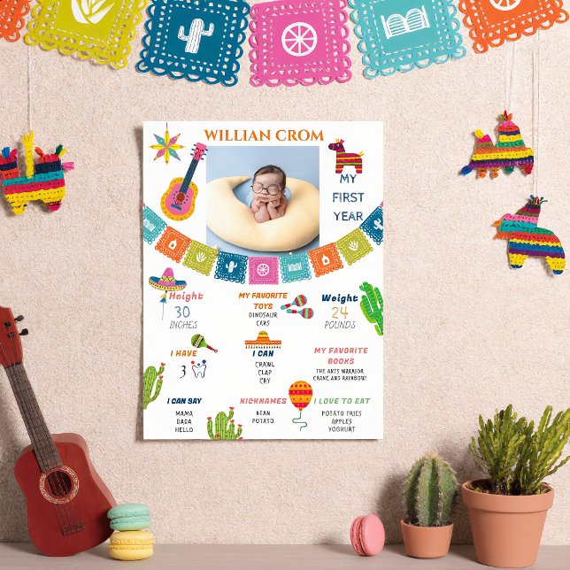 Mexikansk Fiesta Kaktus 1:a Års Födelsedagsmilstol Poster (Skapare uppladdad)