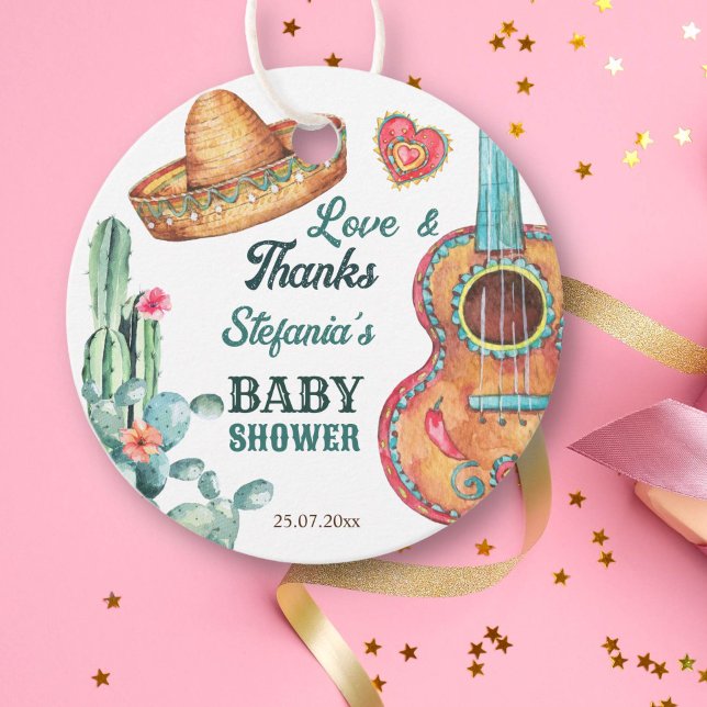 Mexikansk fiesta lilla muchacho-babydusch gåvor etiketter (Skapare uppladdad)