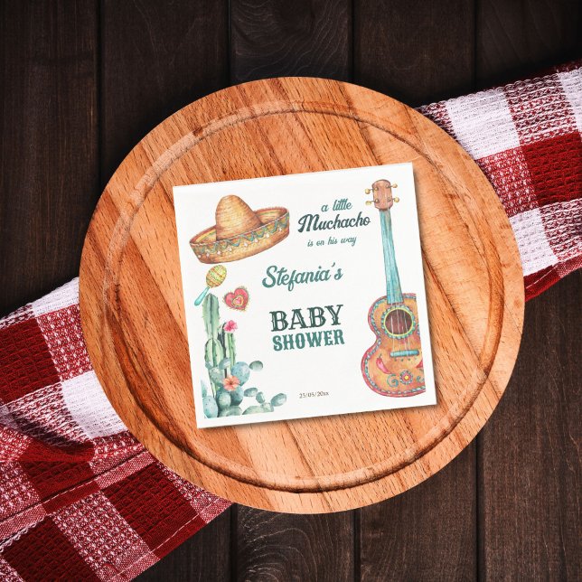 Mexikansk fiesta lilla muchacho-babyduschtemplat pappersservett (Mexican fiesta little muchacho baby shower template napkins personalized baby shower tableware )