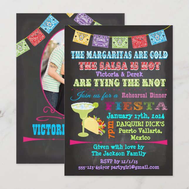 Mexikansk fiesta med bakfoto inbjudningar (Fram/baksida)