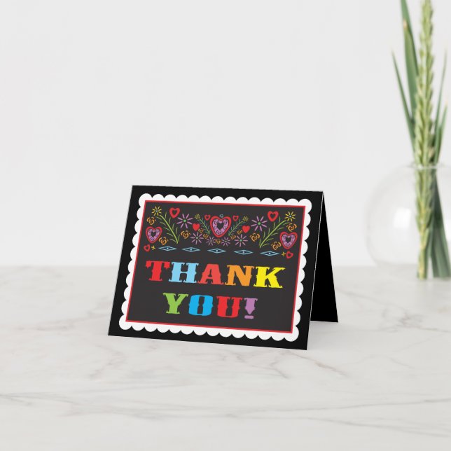 Mexikansk Fiesta Papel Picado Tacksedlar Tack Kort (Framsida)