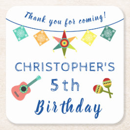 Mexikansk fiesta Roligt Färgfull Barns födelsedag Underlägg Papper Kvadrat