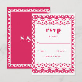 Mexikansk fiesta Rosa Papel Picado Boho Bröllop OSA Kort