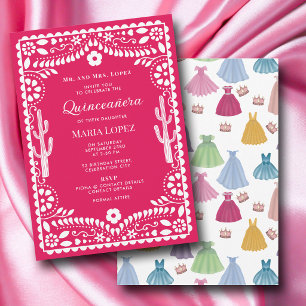 Mexikansk Fiesta Rosa Quinceañera 15:e prinsessa Inbjudningar